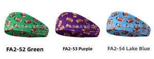 Three sweat-wicking yoga headbands featuring American football prints in green, purple, and blue