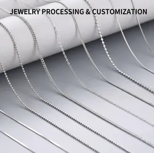 925 Sterling Silver Chain Necklace For Women Men White Gold Plated Minimalist Basic Link Box Cuban Snake DIY Jewelry