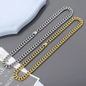 Cuban Link Chain Necklace Stainless Steel High Polished Hip Hop Thick Neutral Jewelry For Men Women