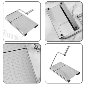 Stainless steel cheese slicer with scale grid board and replacement cutting wires