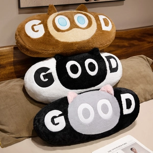 Cat Plush Pillow Bolster Faux Rabbit Fur Soft Sleeping Cushion With GOOD Letter Embroidery Cartoon Home Decor