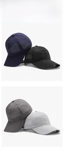 Vista dettagliata dei cappellini in rete in blu navy, nero e grigio per l'estate