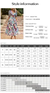 Guide des tailles et spécifications du tissu pour la robe longue d'été imprimée col en V