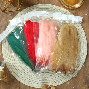 DIY colored goose feathers in green red pink brown for dreamcatchers and crafts