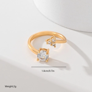 Detail of leaf-shaped gold ring with zircons, 1.8cm diameter, weighing 2g
