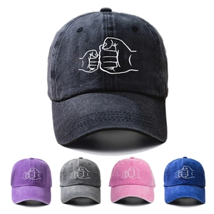 Washed Cotton Baseball Cap Fist Bump Embroidery Vintage Breathable Sun Protection Outdoor Casual Dad Hat For Men Women