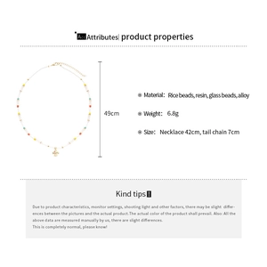 Detailed size chart for colorful mushroom beaded necklace with 42cm length and 7cm extender