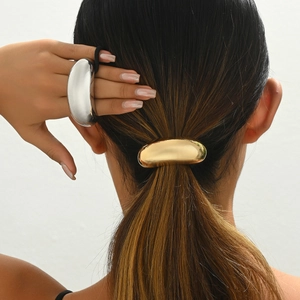 Metal Hair Tie Minimalist U Shaped Ponytail Holder Elastic Hair Band For Women Curved Smooth Alloy Headwear Accessory