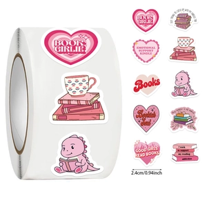 Close-up of 2.4cm cartoon reading stickers roll for kids gifts and book decoration