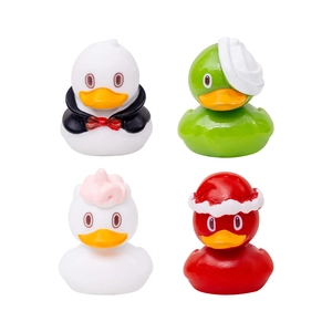Set of 4 mini rubber duck figurines with vampire zombie and Santa Christmas themes