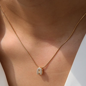 Gold 18k plated 26 initial letter A pendant necklace on snake chain for women