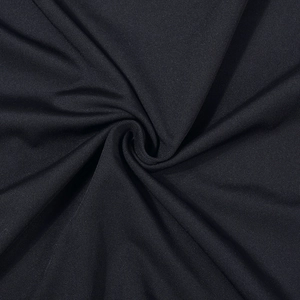 Macro shot of black elastic knit fabric texture showing fine weave and soft sheen