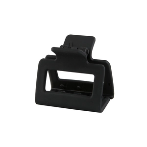 Detailed close-up of a square matte black hair claw clip made of durable PS material