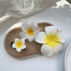 Plumeria Hair Clips Realistic EVA Foam Tropical Flower Alligator Hairpins For Beach Vacation Wedding Party Women Girls