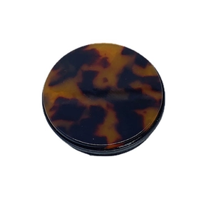 Collapsible round cell phone grip holder with stylish brown tortoiseshell pattern design
