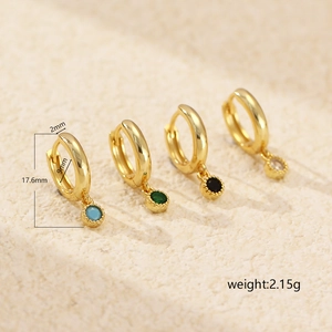 S925 sterling silver gold-plated hoop earrings set with four color zircon pendants
