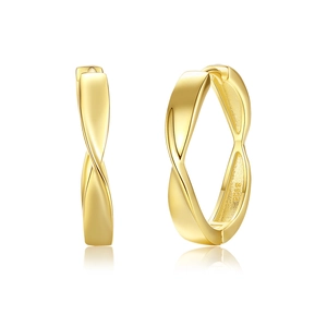 Elegant 925 sterling silver twisted hoop earrings with premium gold finish for women