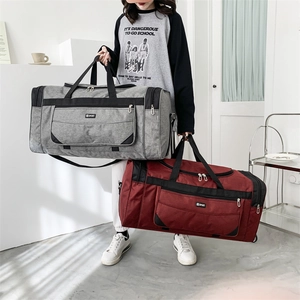 Large Capacity Travel Bag Nylon Waterproof Portable Duffel Bag For Business Trip Sport Gym Lightweight Simple Style Unisex