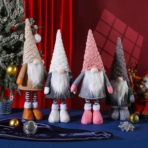 Christmas Gnome Ornaments Nordic Style Telescopic Faceless Doll Long Legs Plush For Home Window Table Festive Decor
