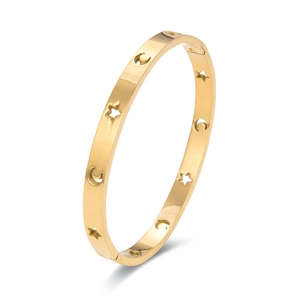 Stainless Steel Hollow Out Star Moon Bracelet Minimalist Buckle Bangle Exquisite Geometric Personalized Wrist Jewelry For Women