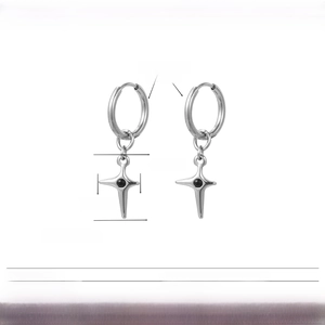 Detailed size specifications of titanium steel star charm earrings with dimensions measurement