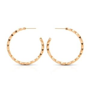 Chic geometric faceted C-shaped hoop earrings in rose gold finish for women
