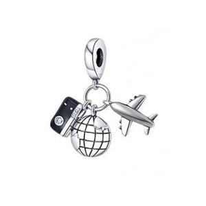 925 Silber Reise-Charm mit Kamera, Globus und Flugzeug für DIY Armbänder