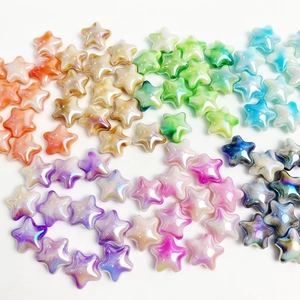 Mixed aurora gradient star-shaped beads for DIY jewelry making accessories on white background