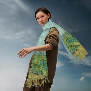 Écharpe en cachemire peinture à l'huile Van Gogh avec franges pour mode hiver