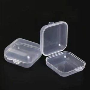 Mini transparent PP plastic storage box with hinged lid for jewelry and small parts