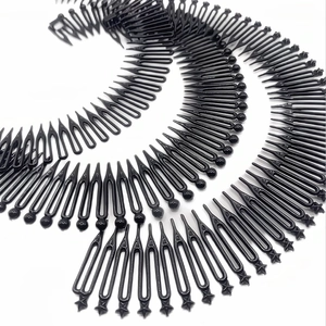 Flexible black hair comb set with various tooth designs for styling and organizing loose hair