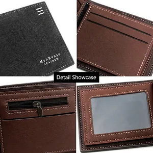 Business men's bifold wallet with retro matte leather finish and multi-slot interior