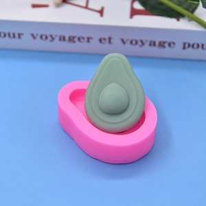 Avocado-shaped silicone mold for DIY baking and mousse cake with textured green sample