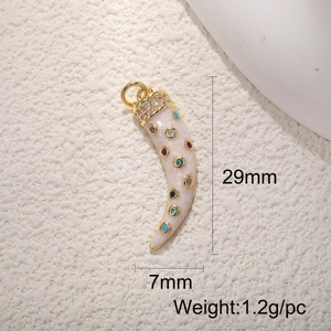 Gold color crescent moon pendant with colorful crystals for DIY jewelry making