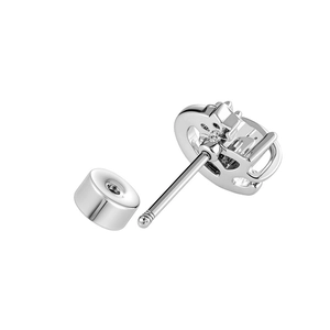 Silver heart zircon moon earring with screw back stud in polished stainless steel