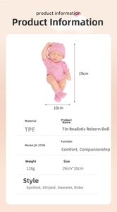 Detailed technical specifications for 19cm soft vinyl reborn baby doll JX-275N in pink