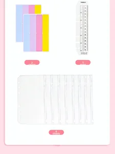 A6 binder set including 2 index stickers, a 15cm ruler bookmark, and 8 PVC zipper bags