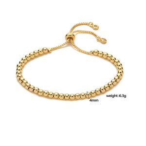 Verstellbares goldenes 4mm Perlenarmband für Damen mit minimalistischem poliertem Finish