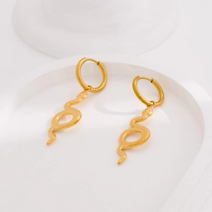 Vintage Personality Snake Shaped Hoop Earrings For Women Stainless Steel 18K Gold Plated Animal Design Earrings Jewelry Gift
