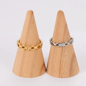 Infinity design stainless steel rings with diamonds in gold and silver finish