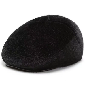 Men Winter Newsboy Cap Faux Fur Warm Ear Flaps Thickened Cold-proof Outdoor Ivy Flat Cap