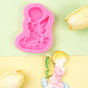 3D praying boy angel silicone mold for fondant, chocolate and resin DIY crafts