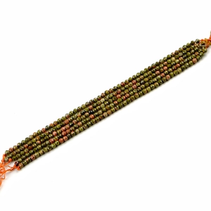 Faceted natural green and reddish-brown stone beads for DIY jewelry making and crafts