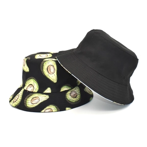 Chapeau bob réversible avec imprimé avocat et design noir uni pour hommes et femmes