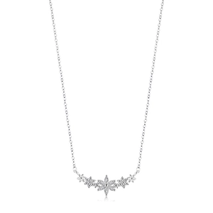 Elegant S925 sterling silver flower pendant necklace with zircons on a delicate chain