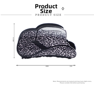 Classic leopard print hair claw clip size details with 8cm length and 4.1cm height