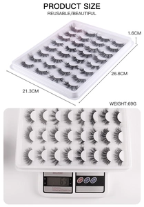 Detailed size measurement and weight display for 28 pairs of fluffy dense false eyelashes