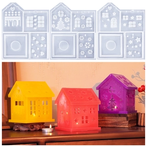Christmas House Silicone Mold DIY Resin Casting Tool For Candle Holder Ornament Home Decor Snowflake Star Heart Shapes