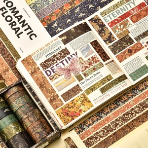 12 rolls of vintage floral washi tape set for journaling and creative scrapbooking crafts