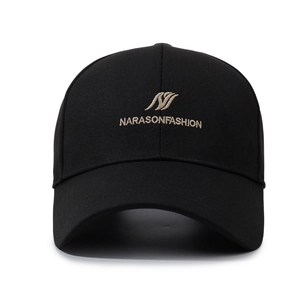Classic black cotton baseball cap with NARASONFASHION embroidery and curved brim